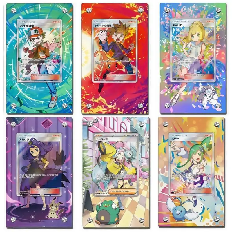 

Pokemon Acerola Card Brick Lillie Iono Red Lisia Misty PTCG Diy Acrylic Action Toy Figures Anime Game Collection Display Rack