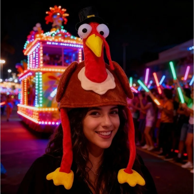 

Костюмы и реквизит. Симпатичная шляпа с ногами индейки — головной убор с 3D жареной куриной голень для карнавала и костюмированных вечеринок.