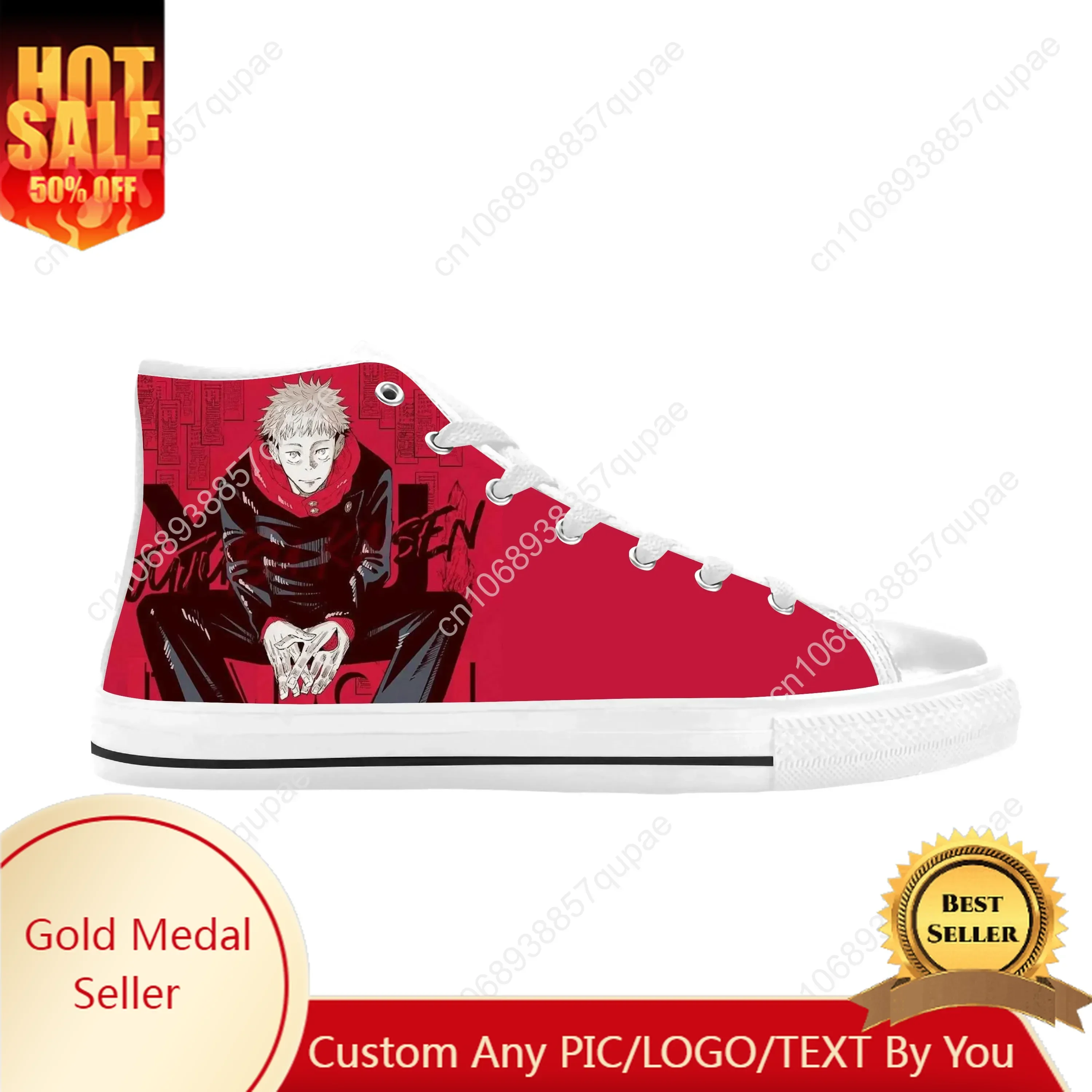 

Japanese Anime Manga Jujutsu Kaisen Itadori Yuji Casual Cloth Shoes High Top Comfortable Breathable 3D Print Men Women Sneakers