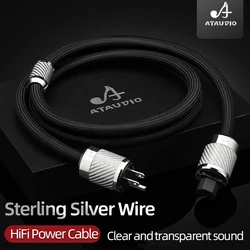 ATAUDIO HiFi 6N Sterling Silver Power Cable High-end Audiophile Power Cord with EU/US /AU Plugs for Power Filter DAC Amplifier