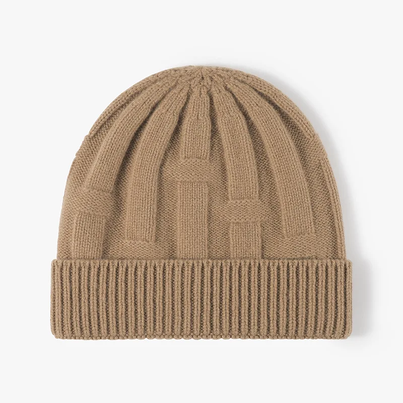 New Solid Color Pure Wool Hat Men Women Warm Knitted Wool Cap Autumn Winter Adults Casual Beanie Luxury Gifts