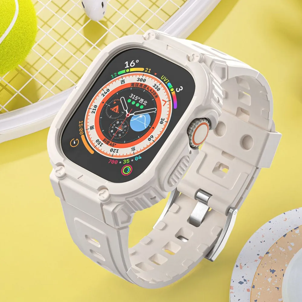 Strap with Bumper Case Cover for Apple Watch Band 45mm 44mm 42mm 40mm Ultra 49mm Rugged Sport Band for IWatch SE 8/7/6/5/4/3/2/1 image 2