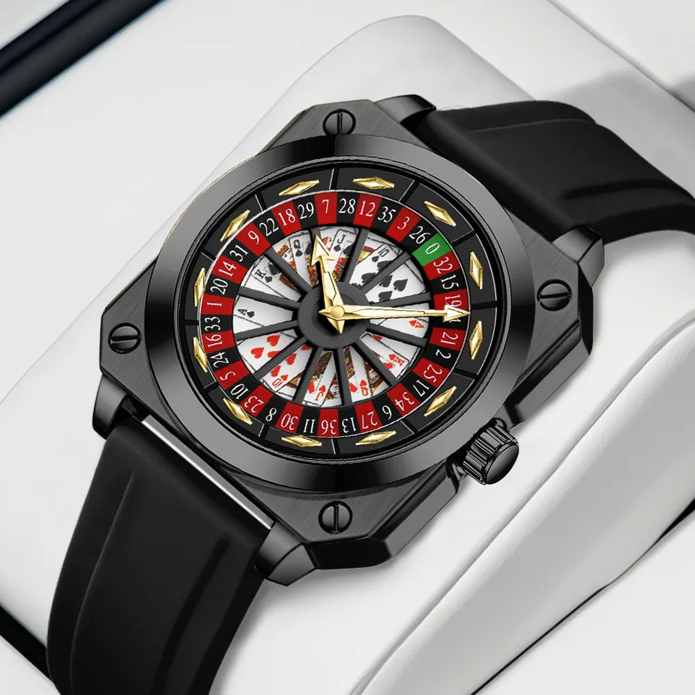New Men's Watches Sports God of Wealth Rotating Watches Trendy Creative Luminous Waterproof Male Fashion Quartz Clock Watch