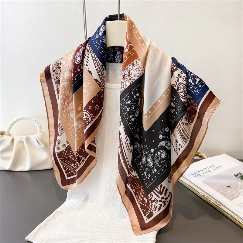 

Trendy 70x70cm Silk Scarf Headband Satin Shawl Ladies Travel Neckerchief Foulard Bandana Neck Scarf Hair Wrap Headband Hijab