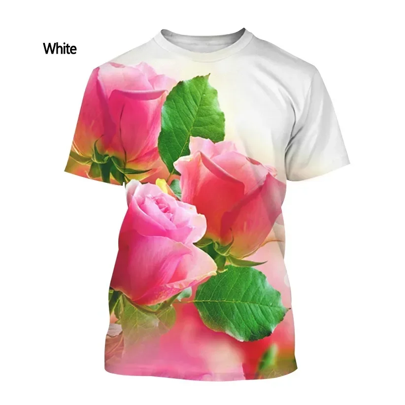 3D Printed HD Rose Plant Flowers Quick Drying Breathable Sport Men's Plus-size O-neck T-shirt Camiseta Deportiva Hombre