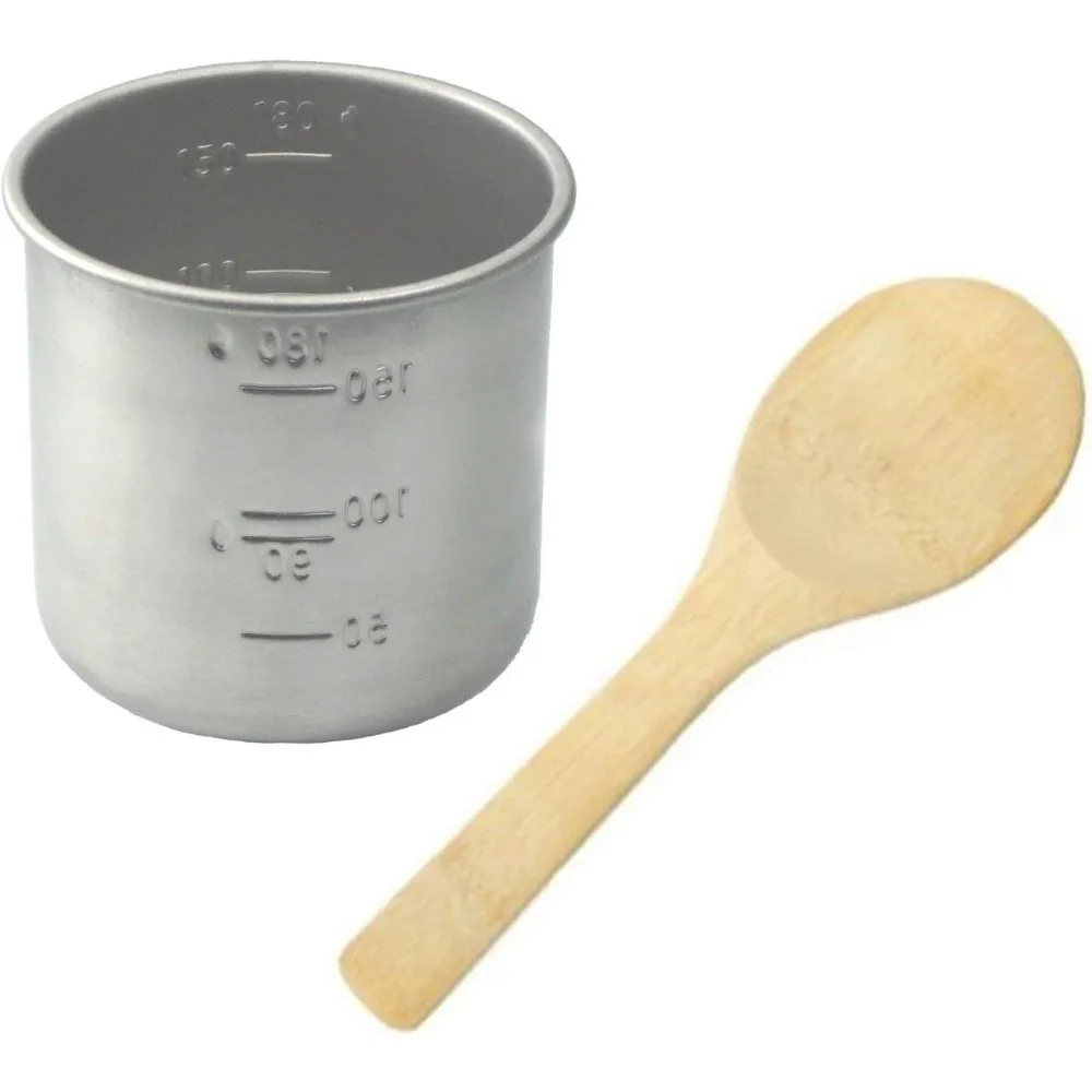 

Stainless Steel Rice Measuring Cup + Paddle Scoop Spatula Bamboo - Replacement for Japanese Electric Rice Cooker (1 Cup + 1 Padd