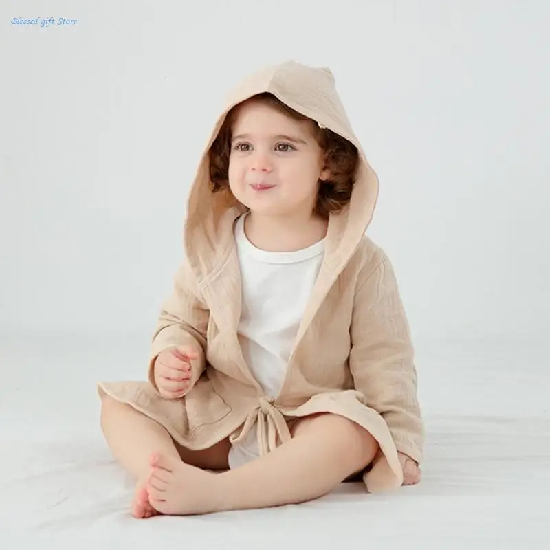 Capa con capucha para niños Albornoz color sólido Cómoda toalla baño Poncho Capa