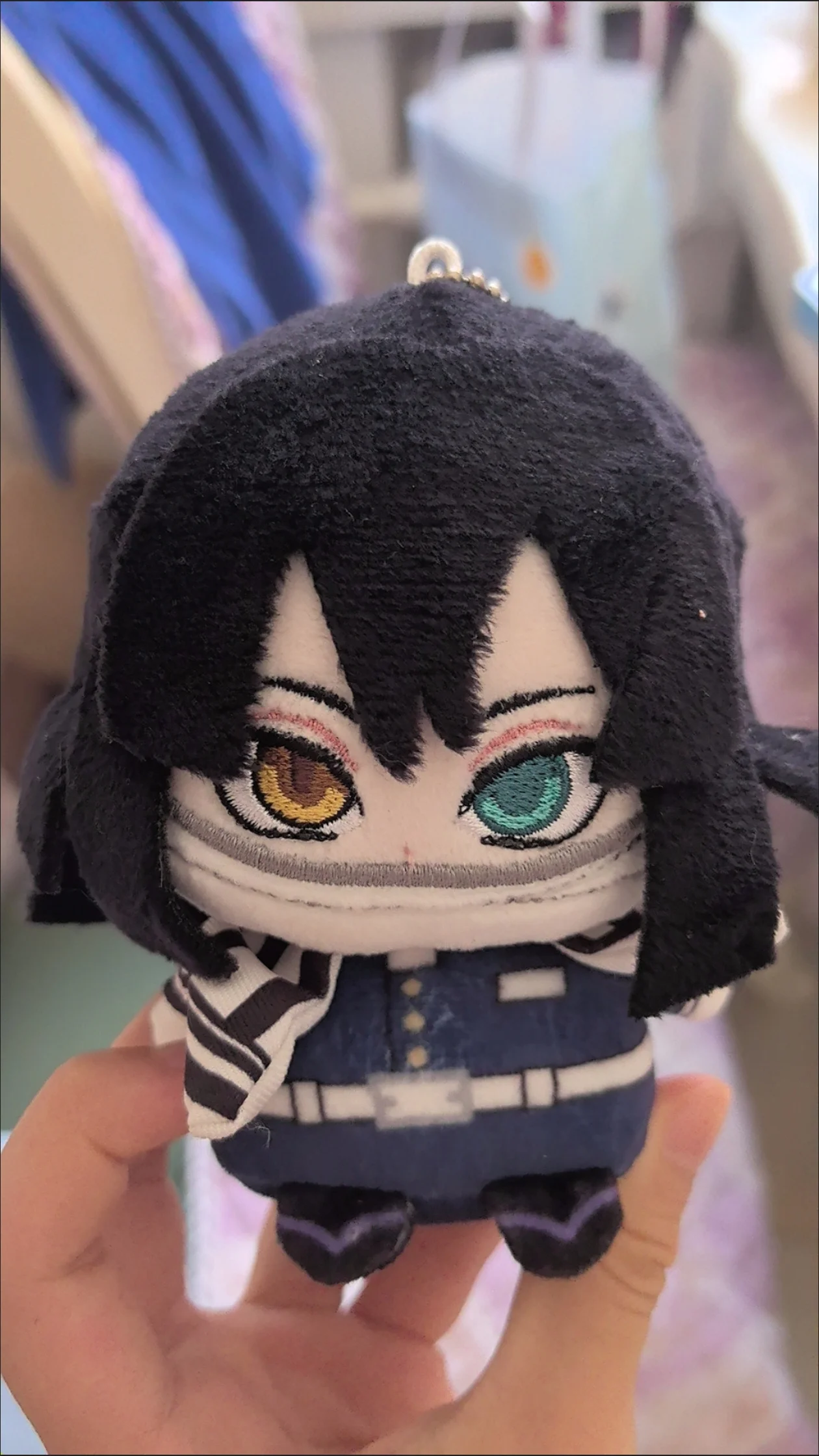 10cm 데몬 슬레이어 애니메이션 이구로 오바나이 칸로지 미츠리 코스프레 소프트 키체인 귀여운 봉제 배낭 장난감 어린이용 귀여운 선물