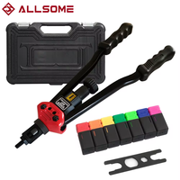 ALLSOME Rivet Tool Kit BT-607 Rivnut Setting Tool Nut Setter NutSert Hand Riveter Guns Mandrels M3 M4 M5 M6 M8 M10 M12 HT2778