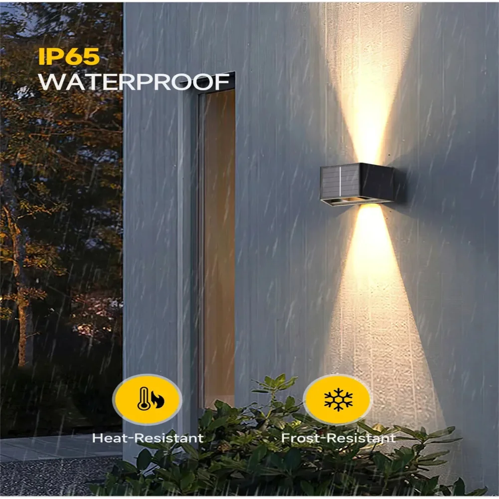 Solar LED Wall Lights Outdoor IP65 Waterproof LED Solar Up And Down Illuminate Outdoor Sunlight Wall Lamp For Home Garden Porch