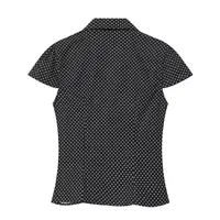 Summer Y2K Vintage Polka Dot Short Sleeve Blouse For Women V Neck Collared Ruched Bodycon Slim Fit Casual Daily Streetwear Shirt 3