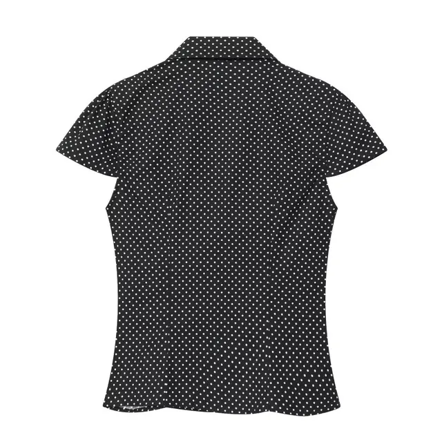 Summer Y2K Vintage Polka Dot Short Sleeve Blouse For Women V Neck Collared Ruched Bodycon Slim Fit Casual Daily Streetwear Shirt 3 Summer Y2K Vintage Polka Dot Short Sleeve Blouse For Women V Neck Collared Ruched Bodycon – view 3