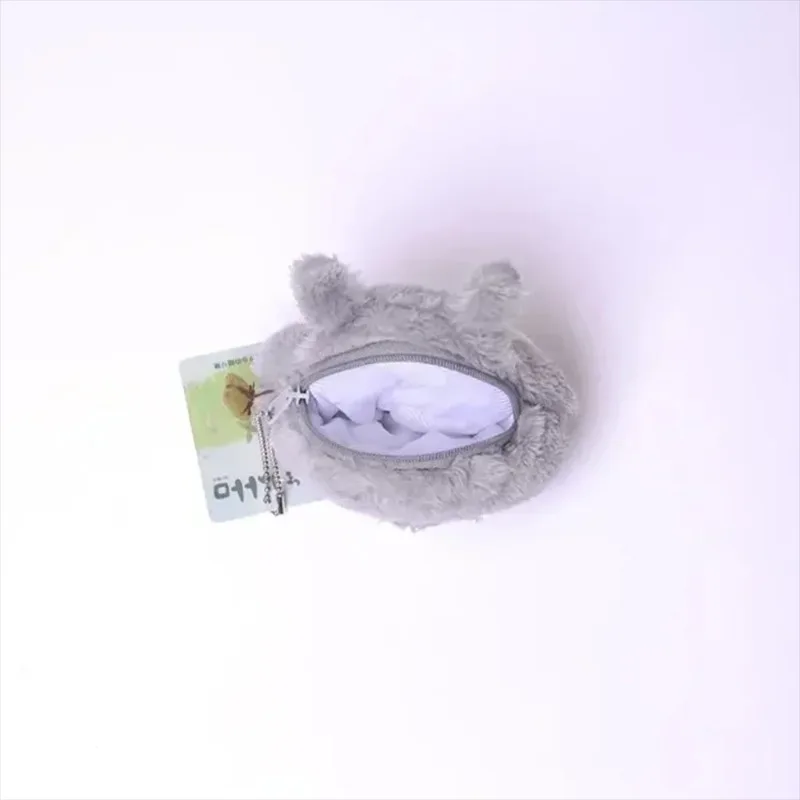 Cute Totoro Coin Purse Key Chain Soft Plush Zipper Small Wallet for Teens Girls Women Kawaii Data Cables ears Bag Key Pouch view 6
