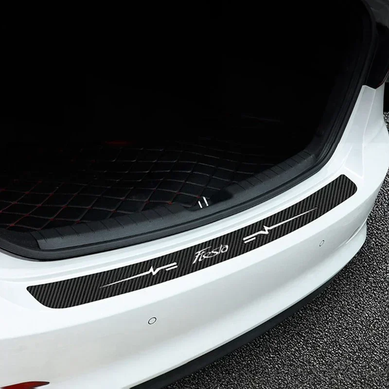 Carbon Fiber Car Door Threshold Anti Scratch Sticker For Fiesta Badge Side Trunk Tailgate Sill Decals Strip Tape Accessories