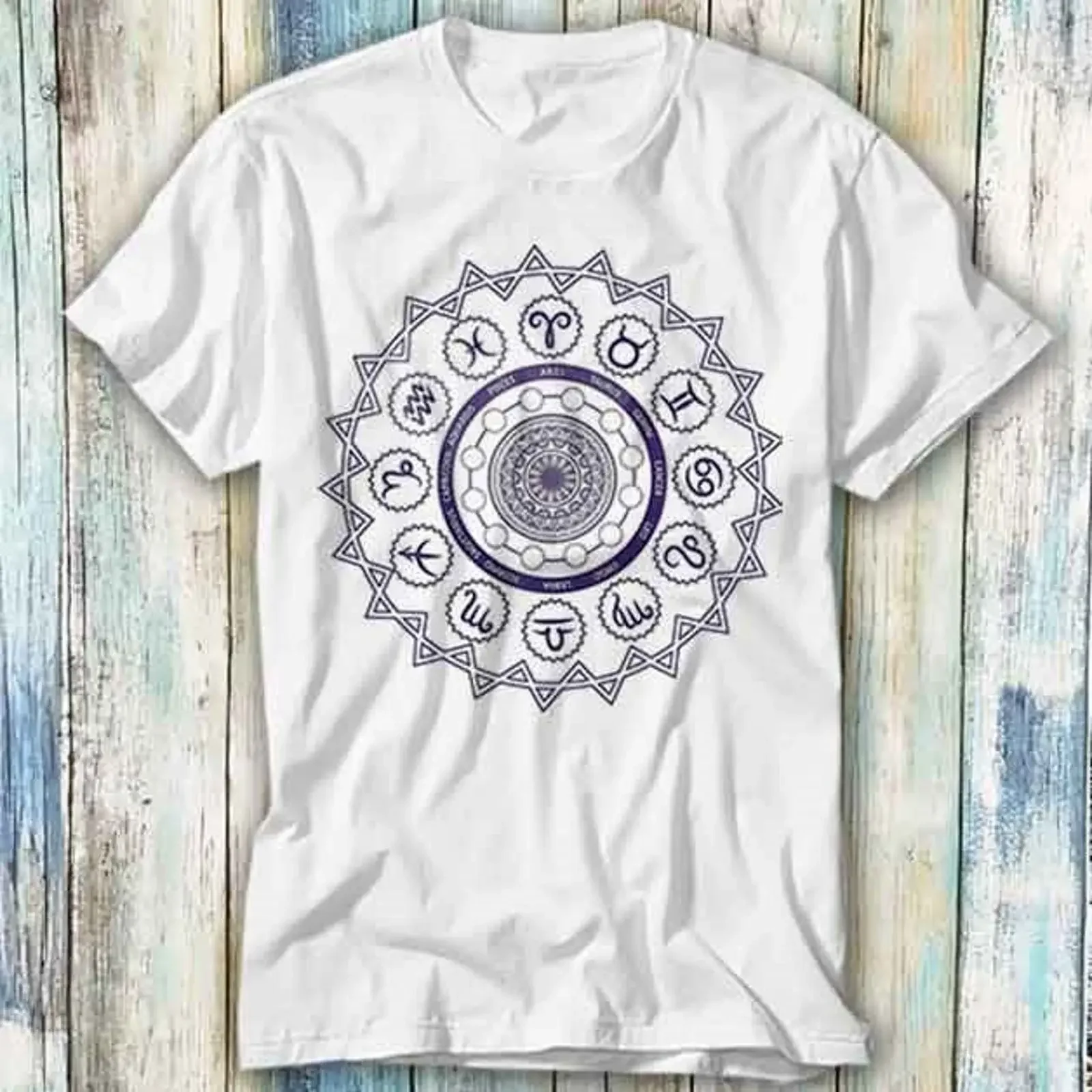 12 Horoscope Sign Zodiac Astrology Zen Spiritual Mandala T Shirt Meme Funny Top Style Gamer Movie Music 1114 vintage Washed