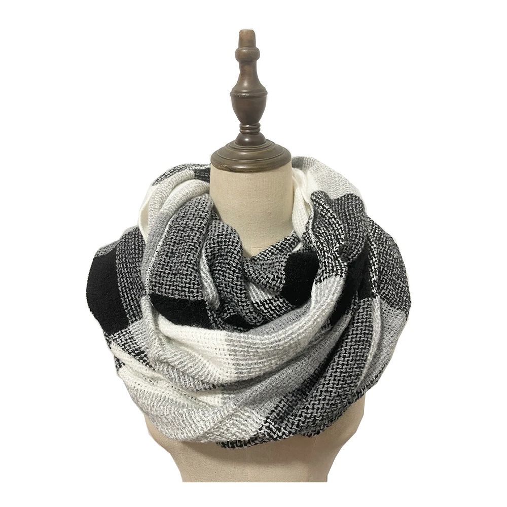 

шарф Scarf Three Color Plaid Wraps Round Mujer Soft Bandana Warm женский зимний снуд капор на голову Ring Scarfs