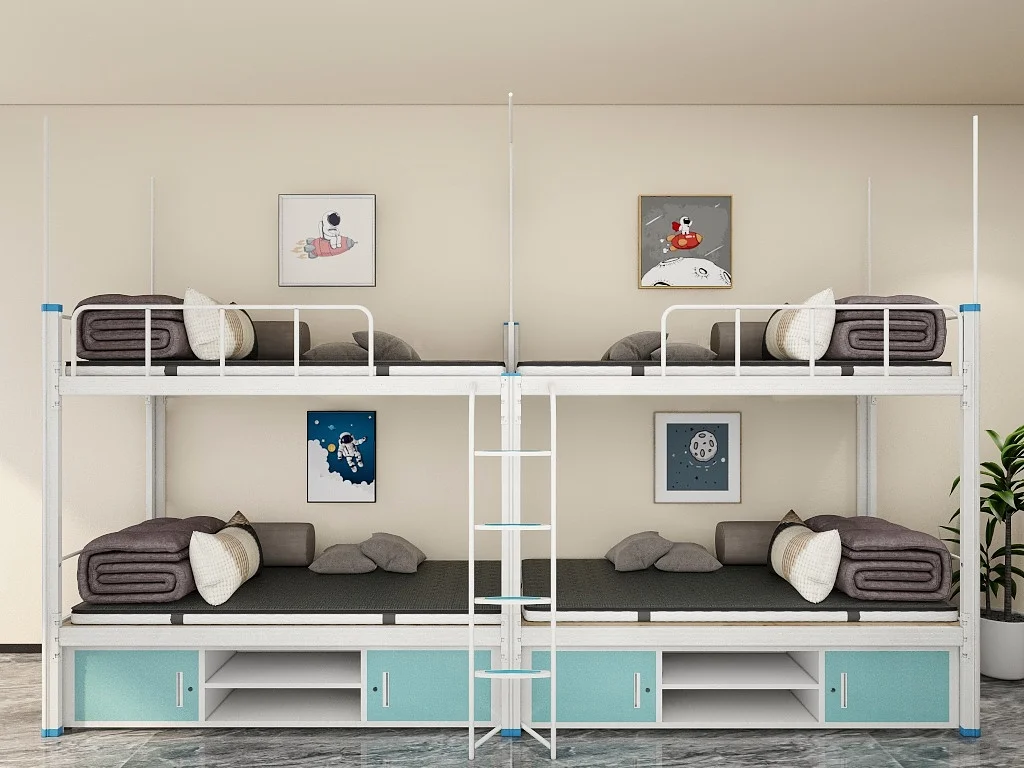 Metal Bedroom Furniture Modern Design Steel Bunk Bed Frame for Adult/Children/Student/Staff/Labor Dormitory  Customizable/ Stock