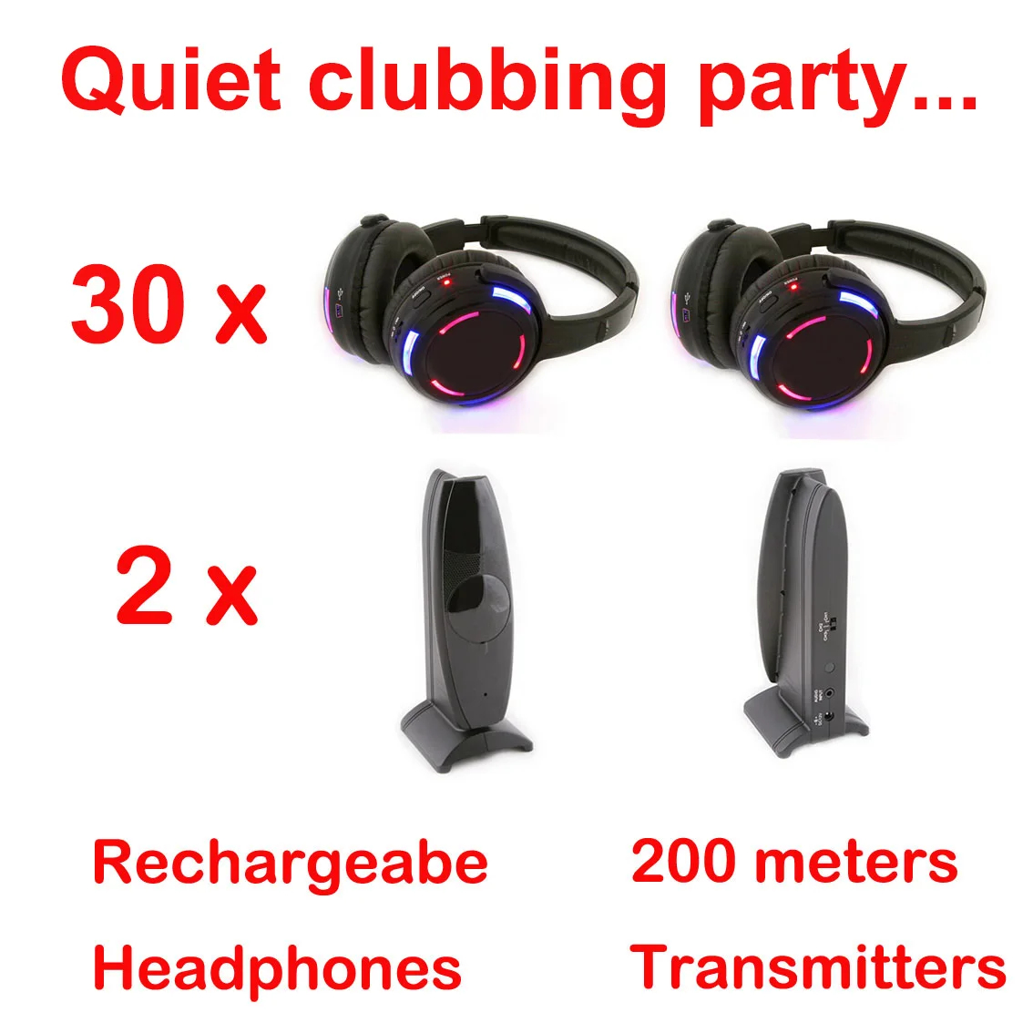 Silent Disco Led Wireless Headphones for Party Several Bundles for Choice