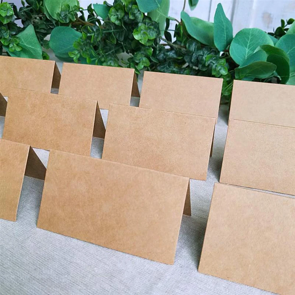 120Pcs Vintage Blank Kraft Paper Table Number Name Card Place Cards Wedding Birthday Party Decoration Invitations