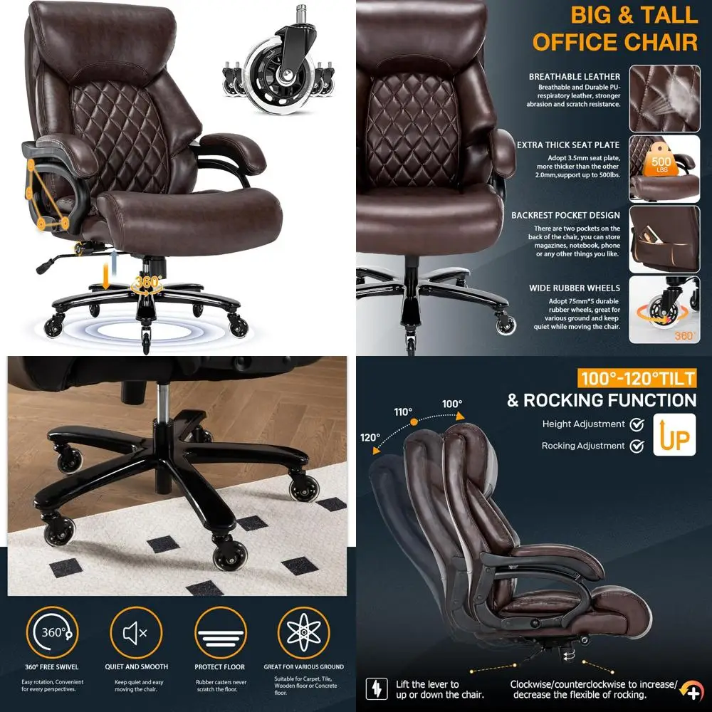 

Сверхмощное офисное кресло с высокой спинкой для емкости 500 фунтов, очень широкое удобное кресло для руководителя для домашнего офиса