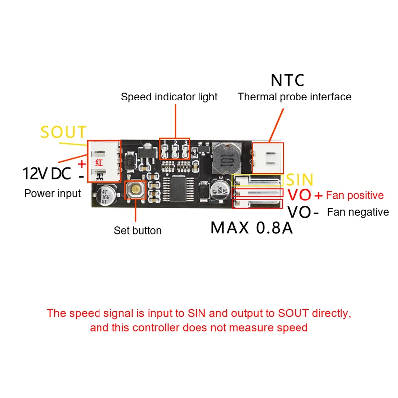 Single 12V DC PWM 2-3 Wire Fan Temperature Control Speed Controller Chassis Computer Noise Reduction Module Cooler Fan Alarm