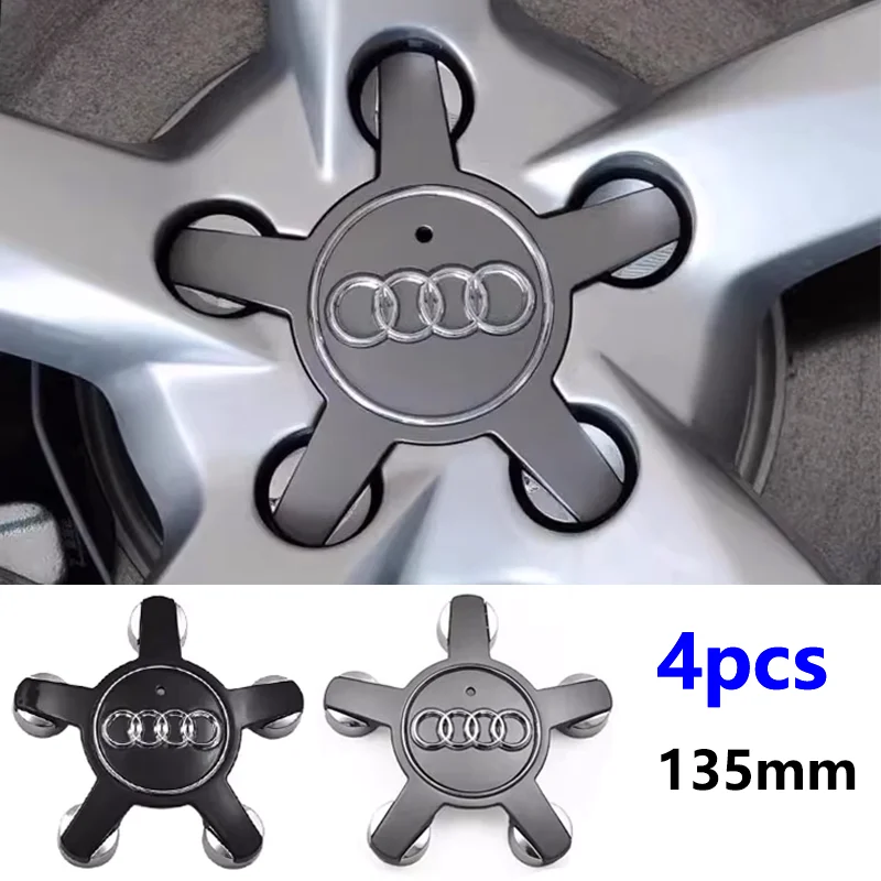 4pcs 135MM Car Hub Caps 4F0601165 For Audi A4 A5 A6 A7 Q3 Q5 A3 S5 Accessories Auto Wheel Center Cap Hubcap Rim Covers