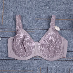 Breathable Minimizer Bra for Women Full Coverage Non Padded Underwire Female Lace Floral Embroidery Lingerie 36 38 40 42 B C D