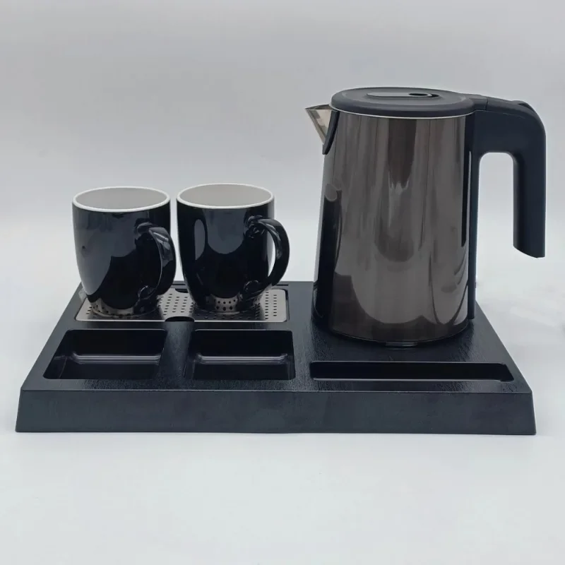 Exquisite Hotel Appliance White Guest Bedroom  electric water kettle tray set Custom Logo Wholesale Stainless Steel