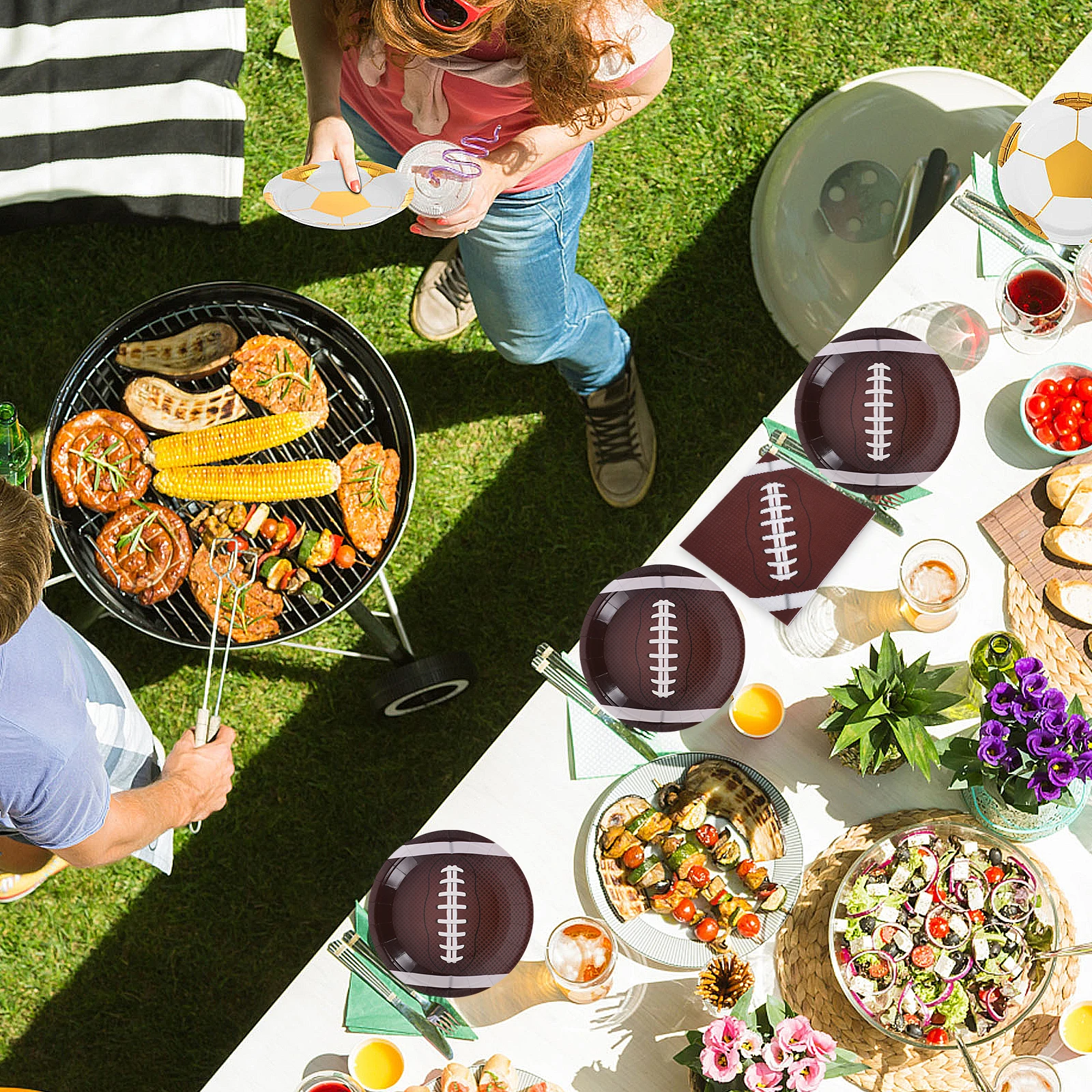 

Rugby Tableware Set Themed Party Plates Paper Cutlery Sport Decoration Sports Decorations Supplies