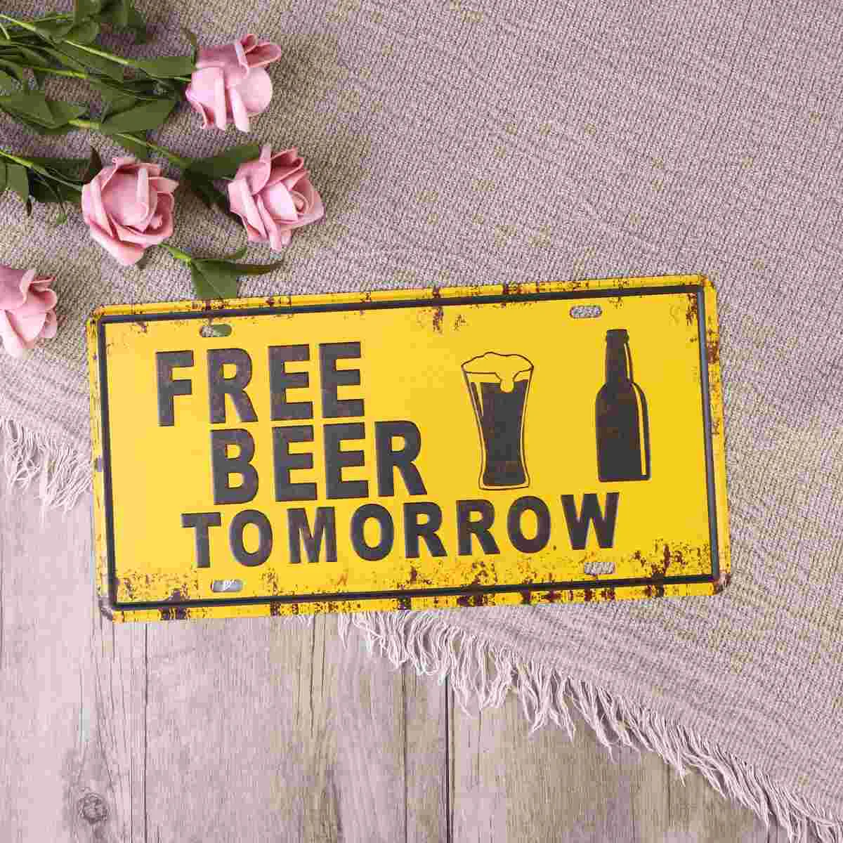 TOMORROW License Plate Metal Sign Modern Wall Bar Decor iron painting Iron Sign Painting signs