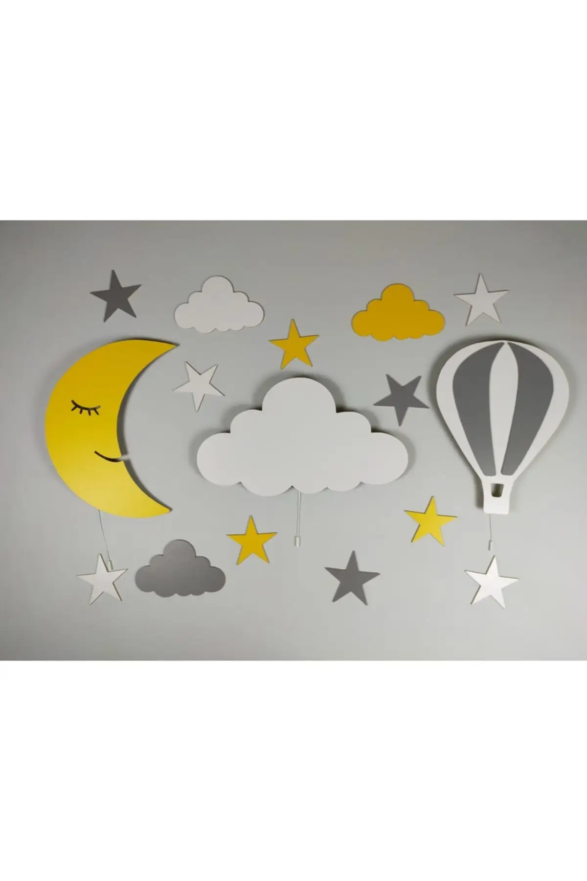 Decorative Wooden Moon Cloud Balloon Night Light for Kids Babies Pleasant Easy Operation Name Can Be Written