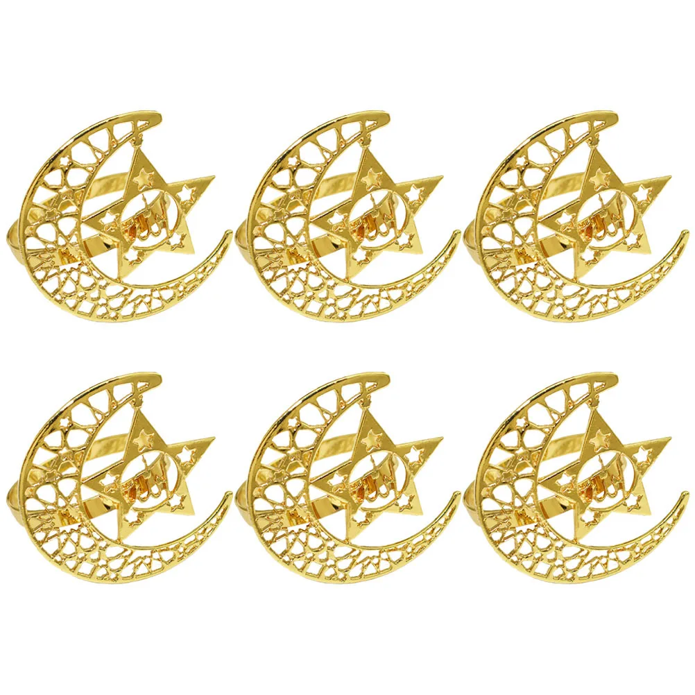 

6 Pcs Decoration Napkin Rings Dinner Table Holder Creative Buckles Banquet Gold Moon