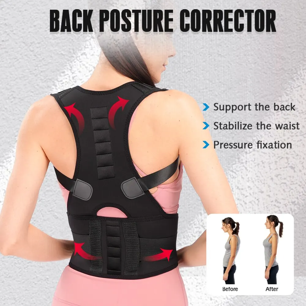 Thoracic Back Brace Posture Corrector 1PC - Magnetic Support for Shoulder and Back Pain Relief-Fully Adjustable Belt - Unisex