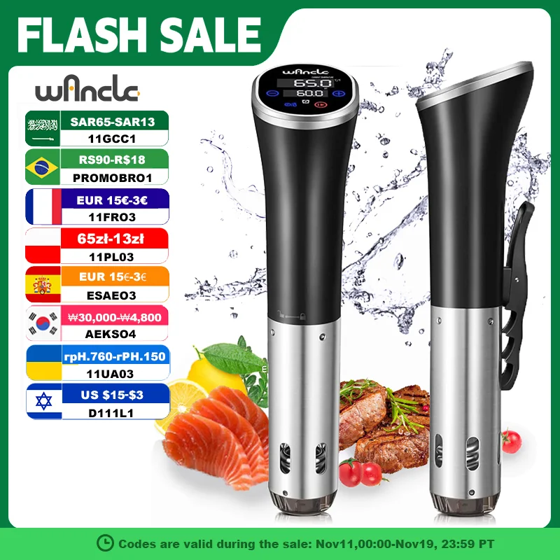 

Wancle 1100W Sous Vide Cooker LCD Touch Immersion Circulator Accurate Cooking IPX7 Waterproof Vacuum Cooker with Digital Display