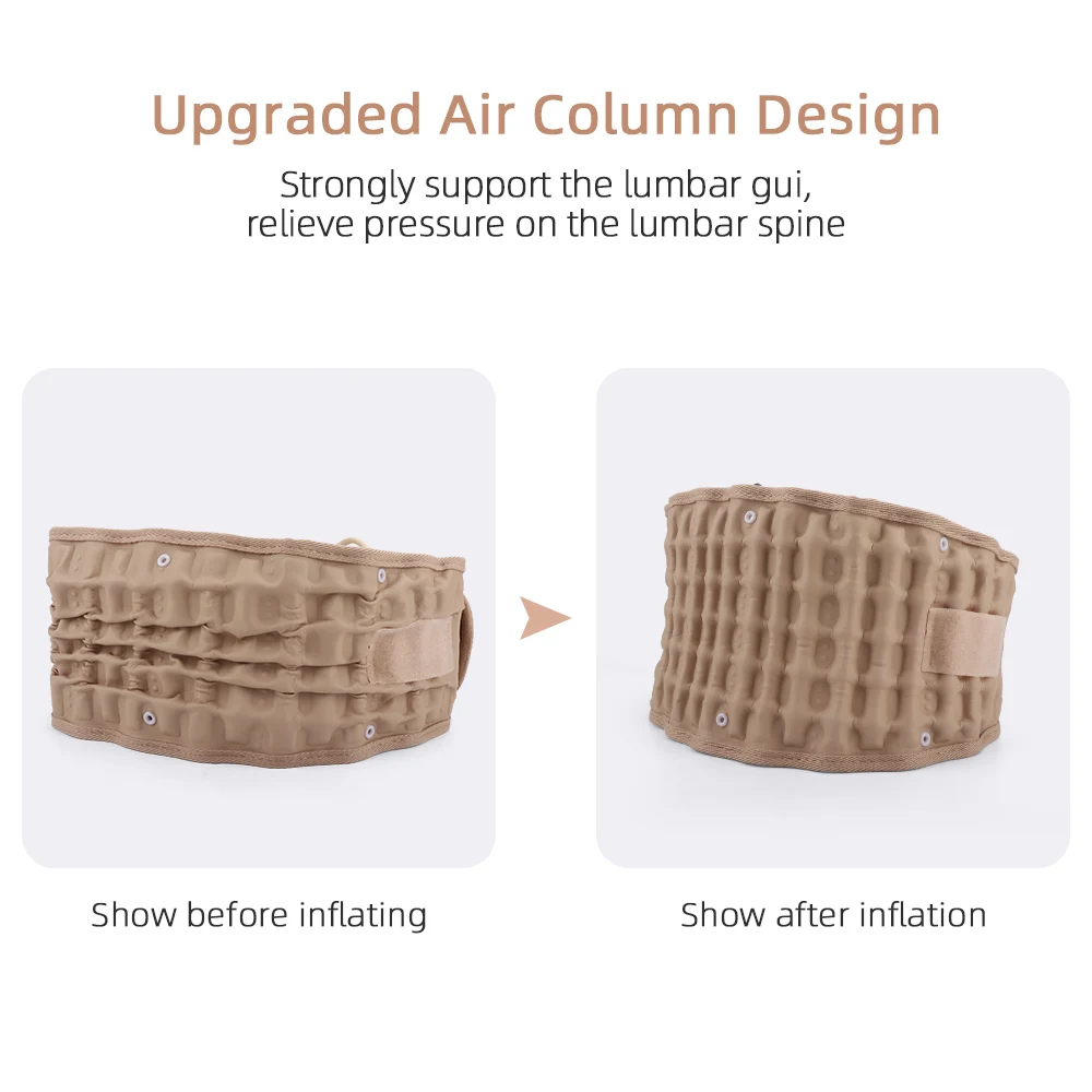 حزام خصر قابل للنفخ للجنسين مع دعم خلفي للجر الهوائي من جلد البولي يوريثان لتخفيف آلام الظهر المنخفضة معدات حماية للبالغين قابلة للتعديل