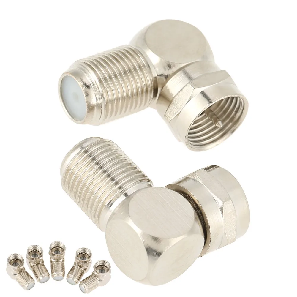 5PCS Useful 90 Degree Right Angle Connector Male To Female Practical Coaxial Connector F Type Adapter Modem Connection