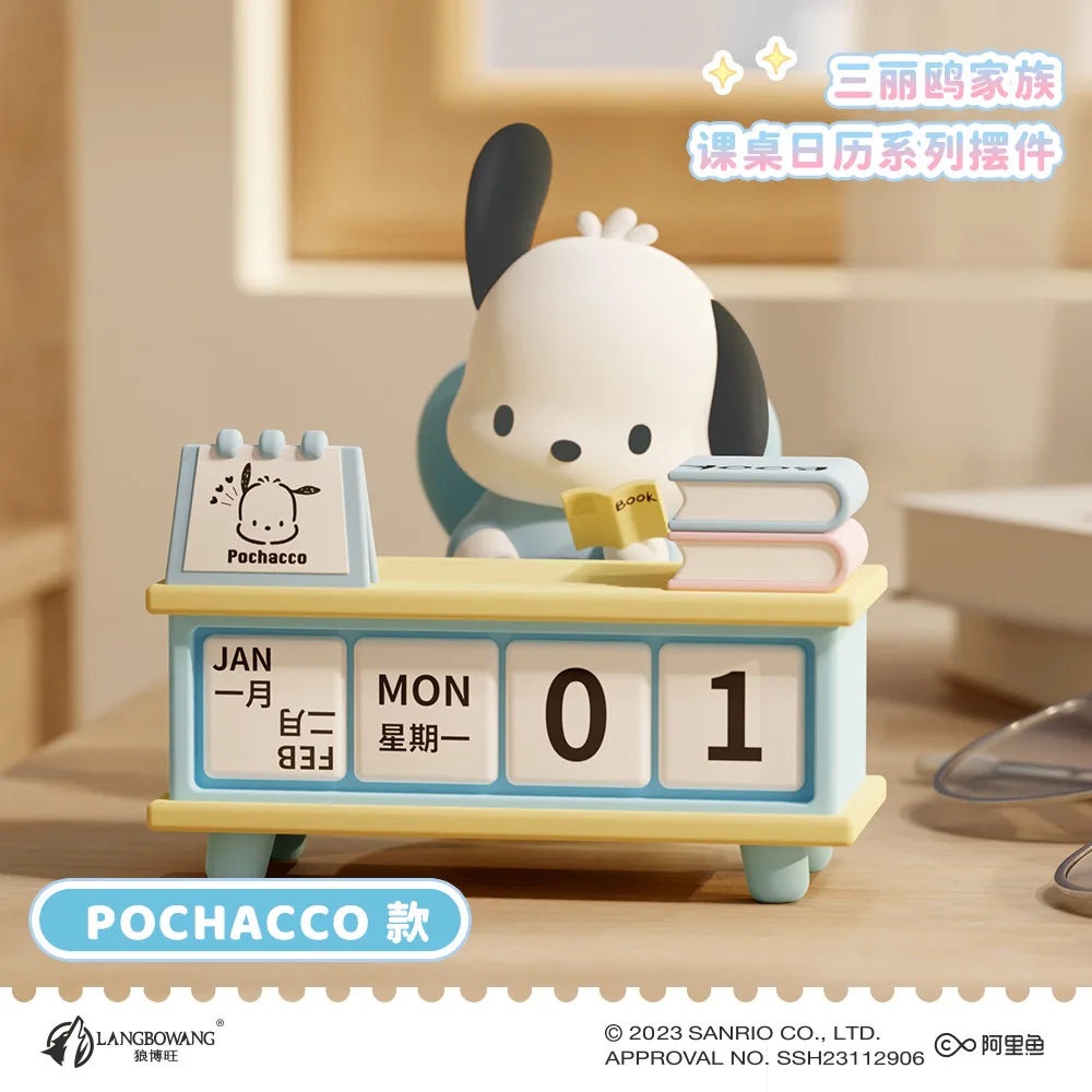 Kawaii Sanrio Anime Peripherals Kuromi Pochacco Desk Calendar Series Ornaments Cartoon Desktop Perpetual Calendar Birthday Gift