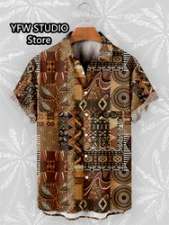 Retro Summer Shirts Short Sleeve Bohemian African Tribe 3D Print Shirts for Men 2025 Casual Hawaiian Beach Social Oversized Tops