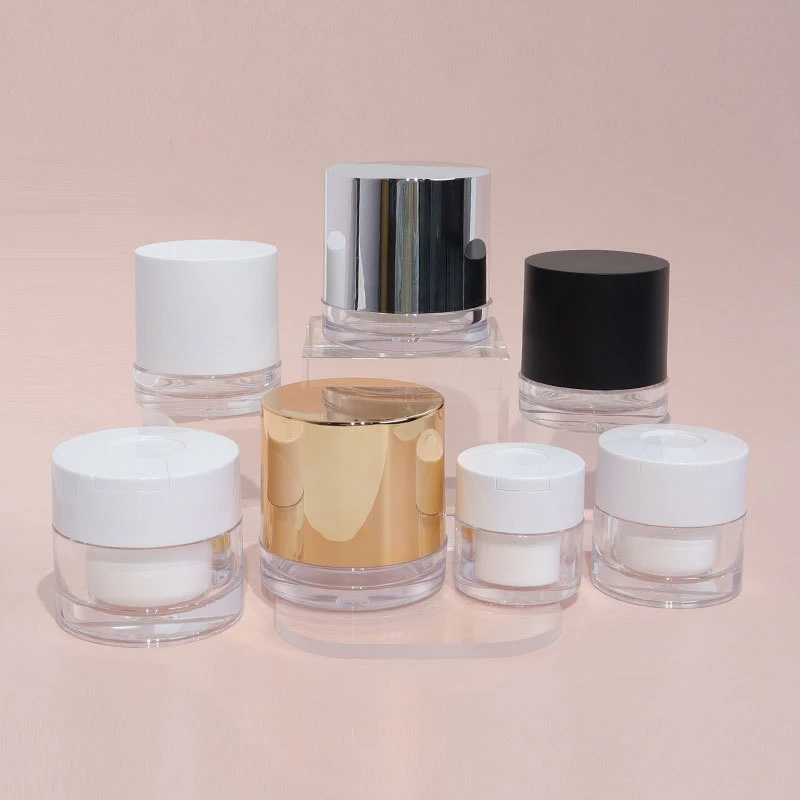 

1 Pcs Refillable Plastic Cream Jar With White Liner Cream /Lotion Bottle Cosmetic Container Bottles With Spoon