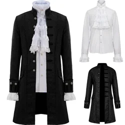 Men  Steampunk Trench Coat / Shirt Vintage Prince Overcoat Medieval Renaissance Jacket Victorian Edwardian Cosplay Costume