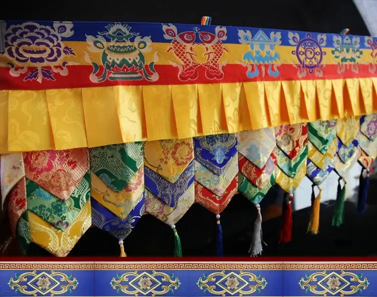 Drapery Buddha Hall Hanging Curtain Table Wall Surrounding Ethnic Cloth Ornaments Handmade Ceiling Decoration Tibetan style Art