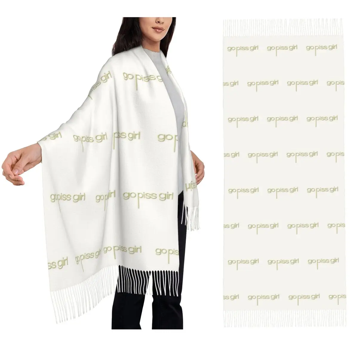 

Go Piss Girl Шарф с кисточками Шарфы Женские мягкие теплые шали и накидки Длинная осенне-зимняя шаль