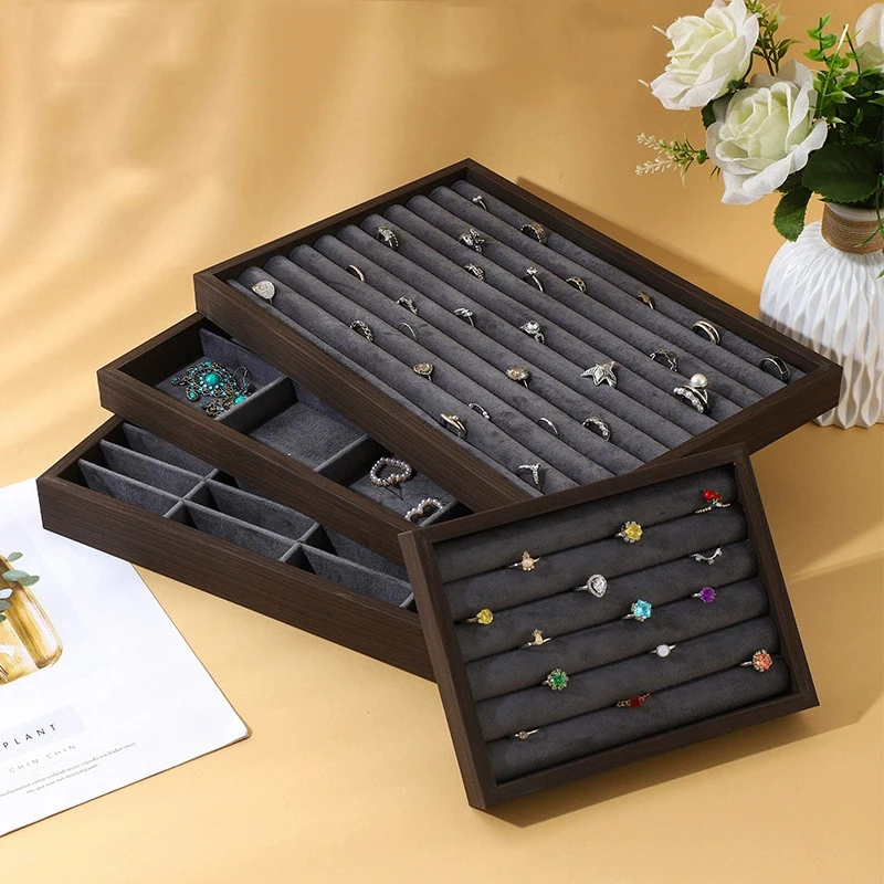 

Vintage Grey Series Jewelry Display Tray Multifunction Ring Earrings Bracelet Necklace Watches Storage Trays Jewellery Organizer