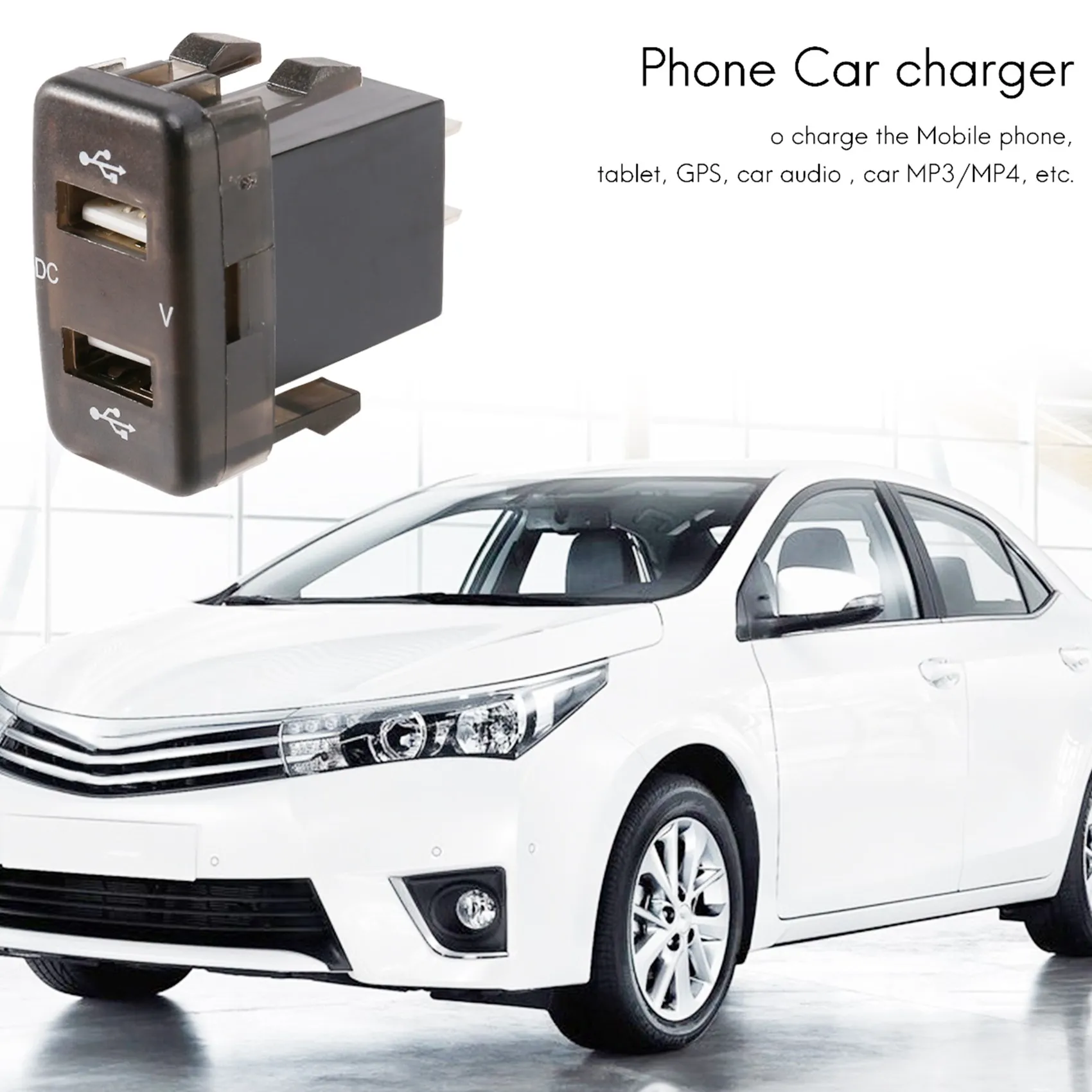 

Car Charger Socket Dual Usb Port Charging Volt Display Adapter Fit for Toyota Blue