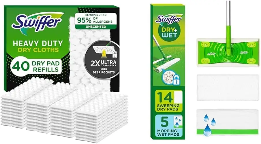 

2-in-1 Dry and Wet Multi-Surface Floor Cleaner Starter Kit with Mop and 71 Cloths for Daily Cleaning