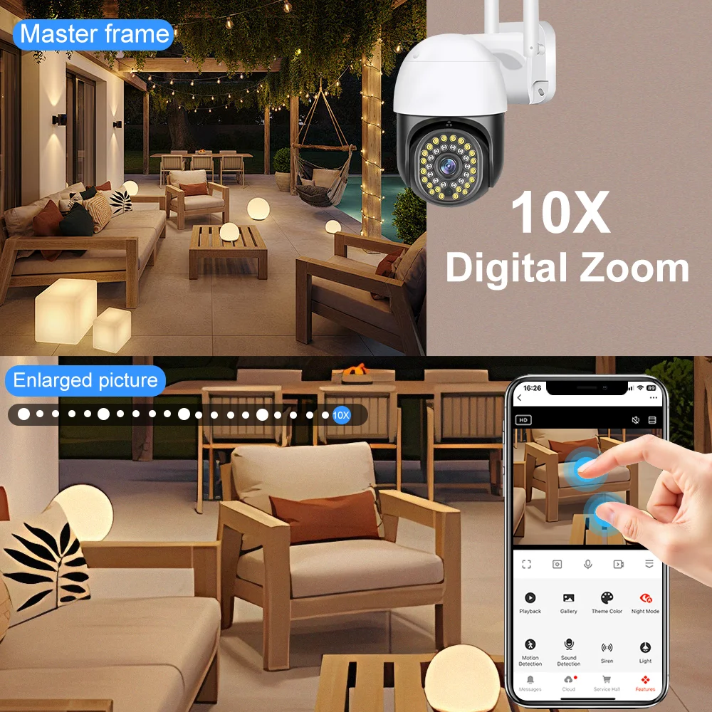 Tuya Smart Home 10MP 4K Wireless PTZ Camera Color Night Vision Wifi IP Camera Outdoor Ai Auto Tracking CCTV Surveillance Cam
