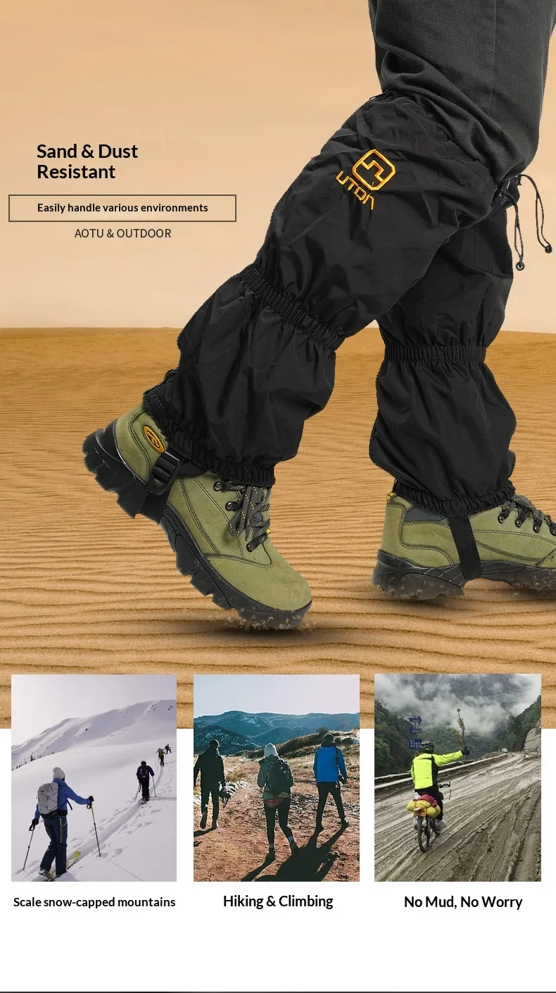 Esquí al aire libre, cubierta para la nieve, senderismo para hombres y mujeres, montañismo, serpiente a prueba de nieve, protector para piernas a prueba de arena, cubierta para los pies