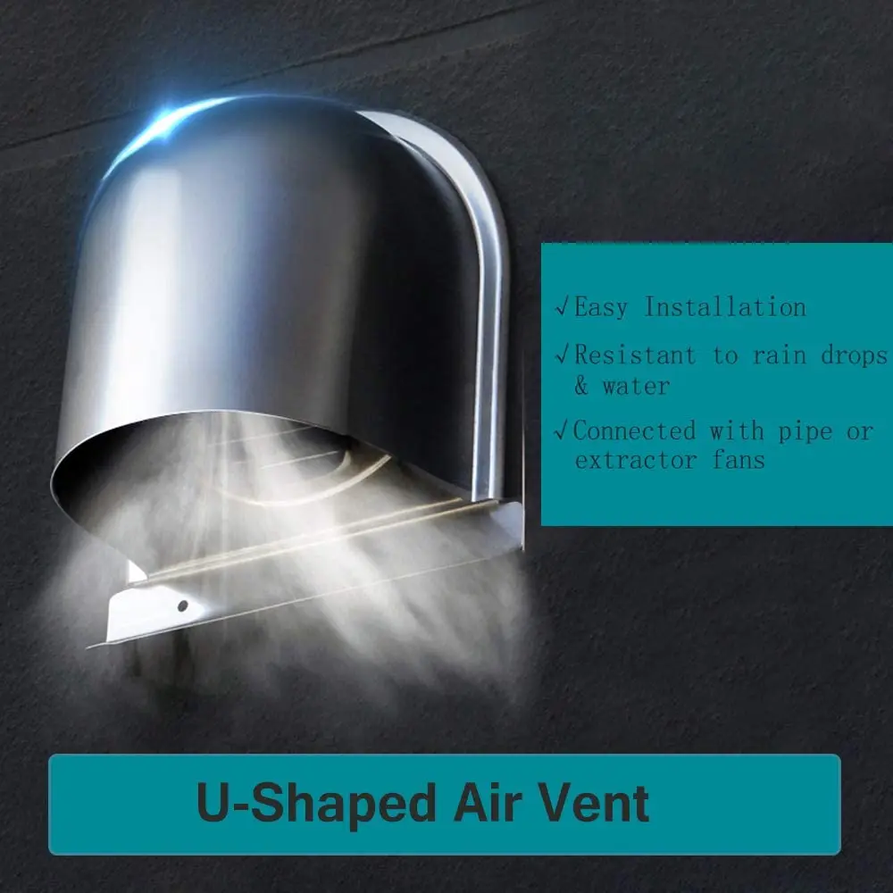 4Inch 100mm Waterproof Stainless Steel Vent Vent Hood Anti-Corrosion Exhaust Extractor for Wall Air Outlet Cover,D