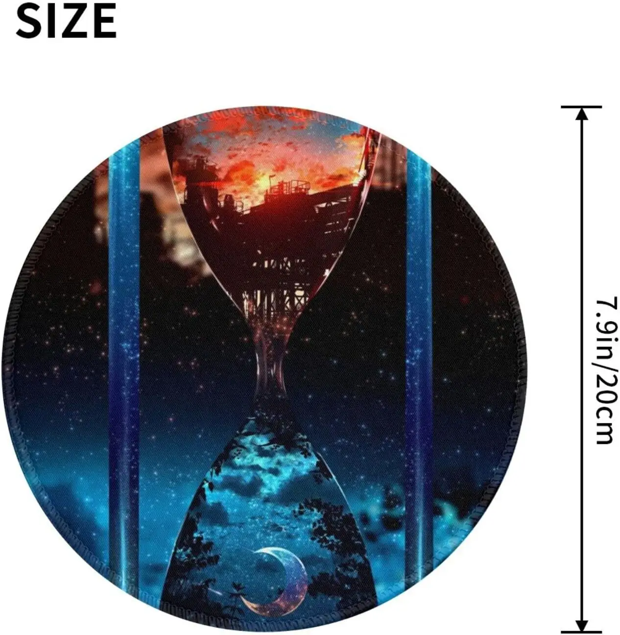 Круглый коврик для мыши с песочными часами, солнце, луна, время, Галактический коврик для мыши, Нескользящий Резиновый коврик для мыши для компьютера, рабочего стола, игрового ноутбука