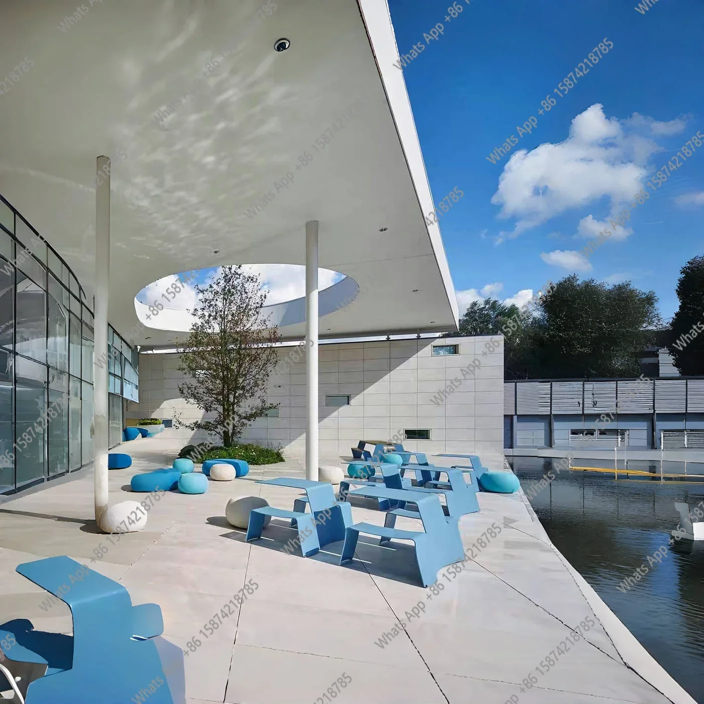 

MX Nordic Simple Style External Table And Chair Set Courtyard Park Community Cafe Villa Square